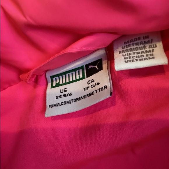 NWOT Puma Girls Neon Pink QUILTED PUFFER WINTER SKI VEST SZ. XS 5-6 - Picture 6 of 10